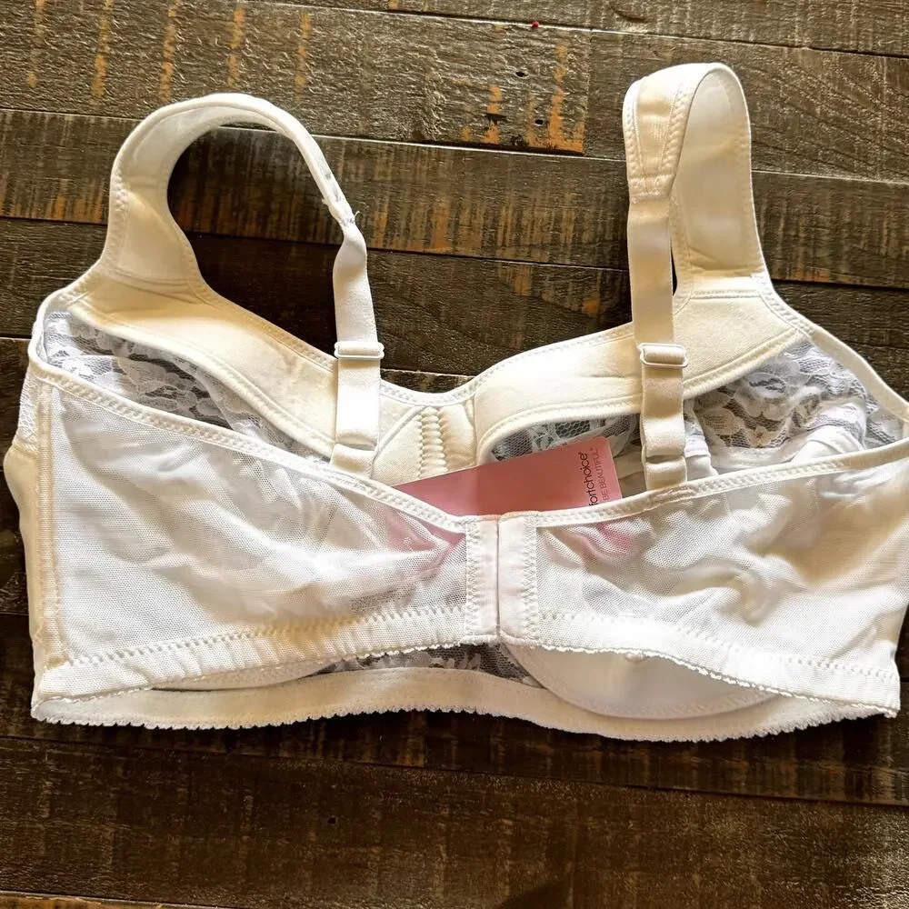 Comfort Choice Easy Enhancer Cream & White‎ Full Coverage Bra 40DD NEW